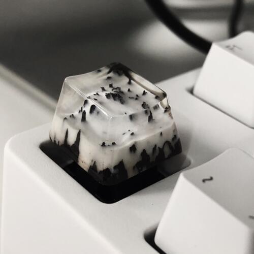 Landscape Resin ESC Keycaps For Cherry Switch Mechanical Keyboard OEM R4 Profile Backlight Wood Keycaps Finger Ring
