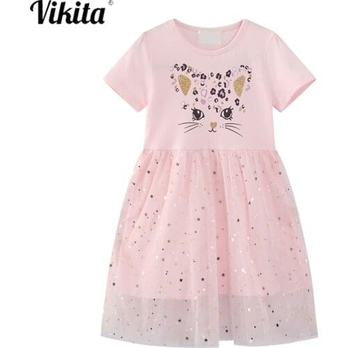 VIKITA Children Princess Dresses Girls Animals Cartoon Vestidos Baby Girls Birthday Party Prom Elegant Dresses Kids Clothing