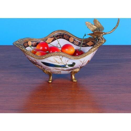 European-style dried fruit tray living room household Vintage luxury ceramics household jewelry creative American receptive tray
