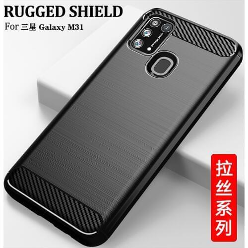For Samsung Galaxy M21 M31 A7E A71 5G Case Carbon Fiber Cover Full Protection Phone Shockproof Bumper