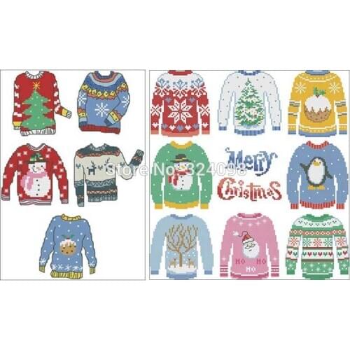 Christmas sweater patterns Counted Cross Stitch 11CT 14CT 18CT DIY Chinese Cross Stitch Kits Embroidery Needlework Sets