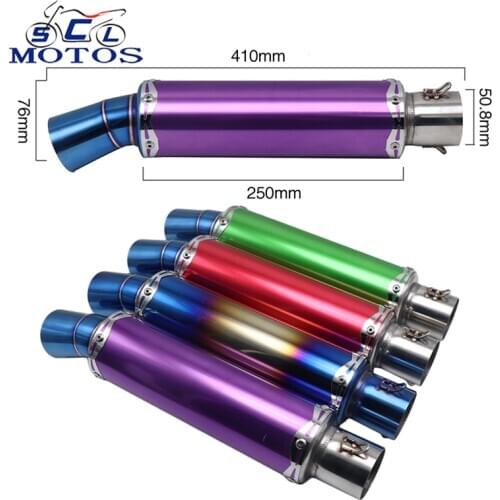 Sclmotos-50.8mm Motorcycle Exhaust Muffler Pipe Slip On For Yamaha NMAX XMAX FZ6 MT07 For Honda Hornet 600 CRF230 CB650R CB1000R