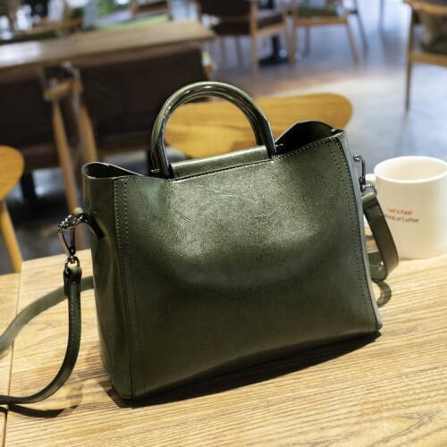 Famous Brand Handbag Women Leather Shoulder Bag Casual Large Capacity Top-Handle Bucket Bag Simple Style Solid Totes Korean C811