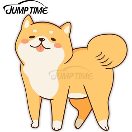 Jump Time for Funnynyny Cute Shiba Inu Vinyl Stickers Dog Puppy Sticker Laptop Waterproof Car Styling Accessories