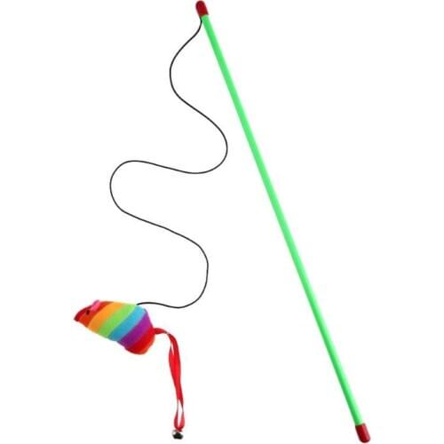 Funny Cat Rods Interactive Toys Cat Teaser Stick Mouse Steel Wire Colourful
