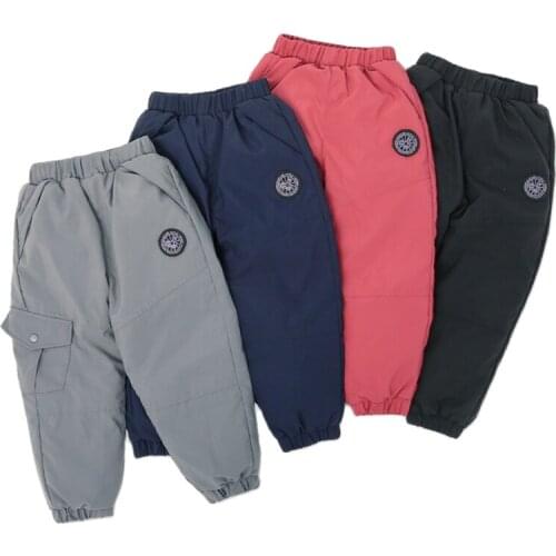 Winter Boys Girls Long Pants 2021 New Overalls Casual Windproof Snow Kids Thicken warm Trousers for children Down Pants 2-8Y