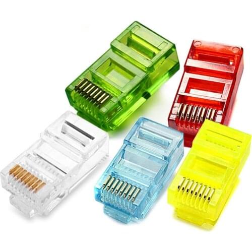 10pcs Colorful RJ45 Modular Plug Network Cable LAN Connector Plug End 8P8C CAT5 CAT5E Random Color