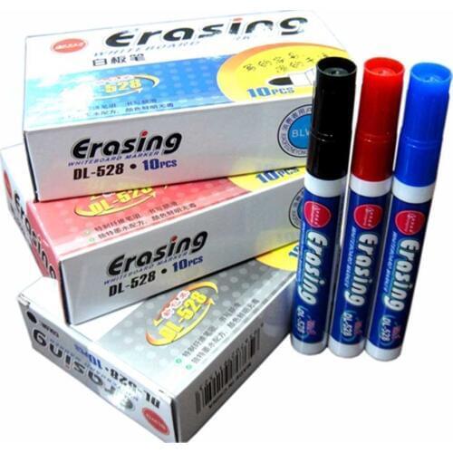10pcs/box Marker felt marker pen black/blue/red erasable Whiteboard for Office