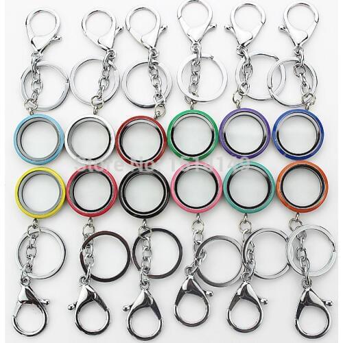 Hot selling 10pcs/lot Mix Random 10pcs floating locket keychain 12 color mixed screw enamel floating memory lockets