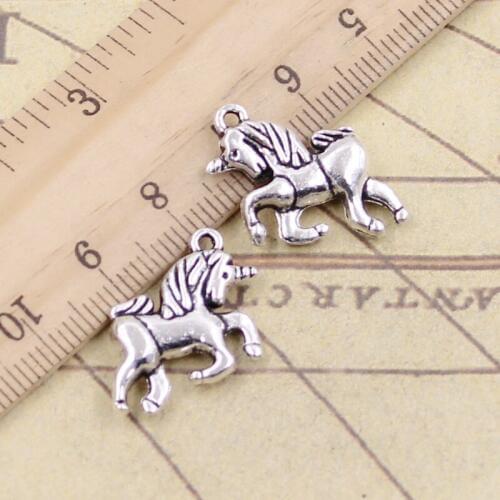 10pcs Charms Horse Unicorn 19x16mm Tibetan Bronze Silver Color Pendants Antique Jewelry Making DIY Handmade Craft