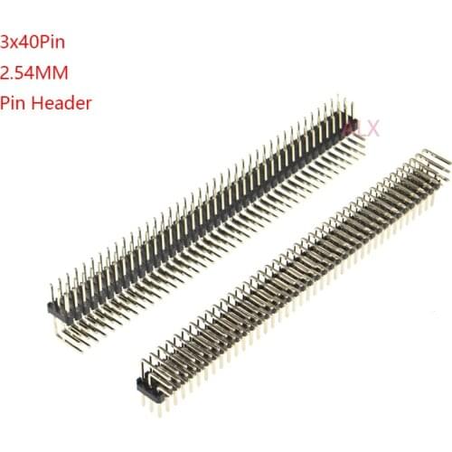 2PCS 3X40 PIN Double row MALE 2.54MM PITCH Right Angle PIN Header connector Strip 3X40PIN 3*40 40p 40PIN FOR PCB BOARD ARDUINO