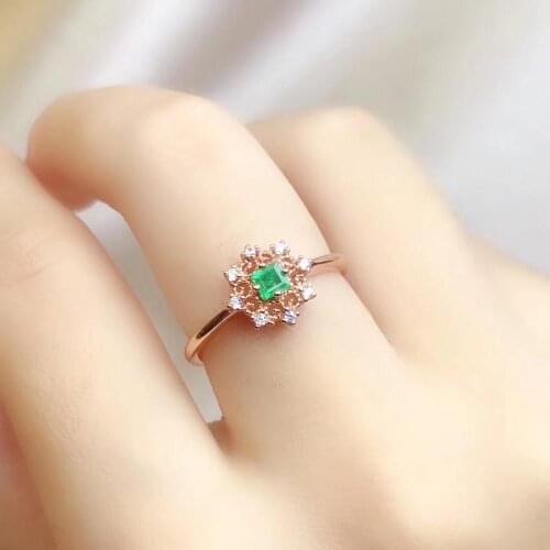 2019 hot sale boutique jewelry 925 sterling silver Natural emerald female ring support test