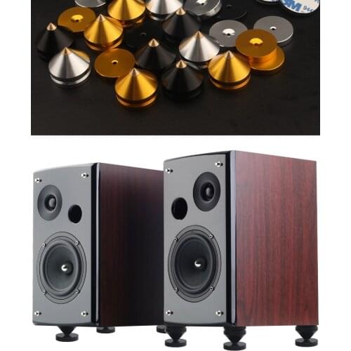 4PCS 4 Sets aluminum alloy Solid core metal sharp cone pure copper speaker feet pad hifi spike feet pads 23mm