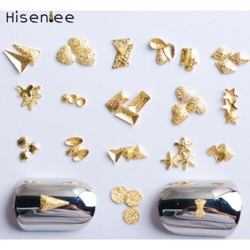 500pcs/lot Gold Matte Texture 3D Nail Art Decorations Metal Frame Nail Rivets Shiny Charm Strass Manicure Accessories Studs