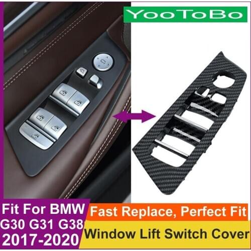 Car Carbon Fiber Interior Window Lift Switch Button Repair Cover Trim For BMW NEW 5-series G30 G31 G38 M5 F90 525 528 530 540 Li