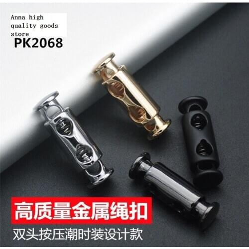 Free shipping 10pcs/lot Zinc alloy metal fashion cylindrical elastic rope cord lock double top pressure regulating hole spring
