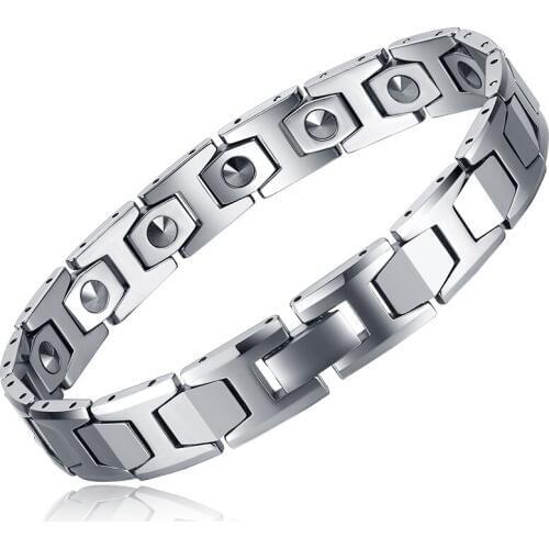 Mesinya 99.9999% Germanium beads Tungsten Steel Healthy Therapy Trendy Link Chain Bracelet for Men Women Jewelry Gift