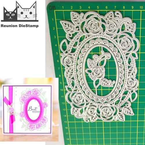 Reunion Oval DECORATIVE ROSE FRAME Metal Cutting Dies Scrapbooking New 2021 Card Stencil Cut Die for DIY Card Crafts Handmade