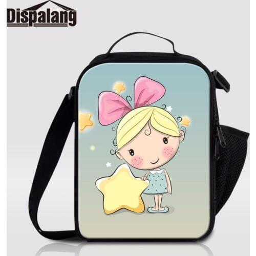 Dispalang Insulated Lunch Cooler Bag With Shoulder Straps Cartoon Girl Print Student Lunch Box Food Thermal Bag Women Lunch Bags