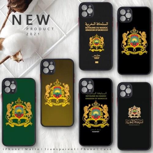 Morocco maroc Flag Coat Of Arms passport Phone Case matte transparent For iphone 7 8 11 12 plus mini x xs xr pro max cover