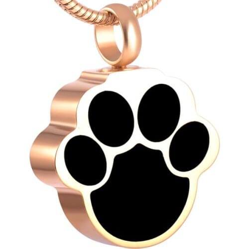 IJD8155 PVD plated Gold,Rose gold Paw memorial urn cremation keepsake Locket Funeral jewelry ashes pendant necklace