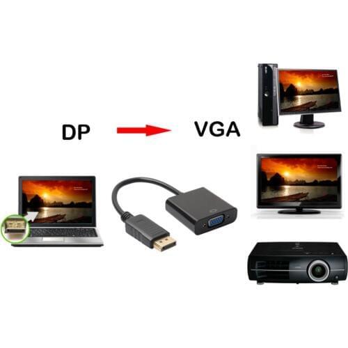 1080P DP Displayport to VGA Cable Male to Female Video Converter Extension Adapter, 1.1a 15Ppin DP to VGA for PC DVD HD TV