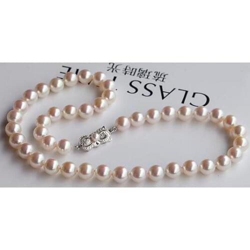 Classic 9-10mm south sea round white pearl necklace 18inch 925s KKK