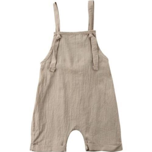 Solid Toddler Kids Boy Girl Bib Pants Strap Lace Up Rompers Loose Overalls Jumpsuit Playsuit Outfits Summer