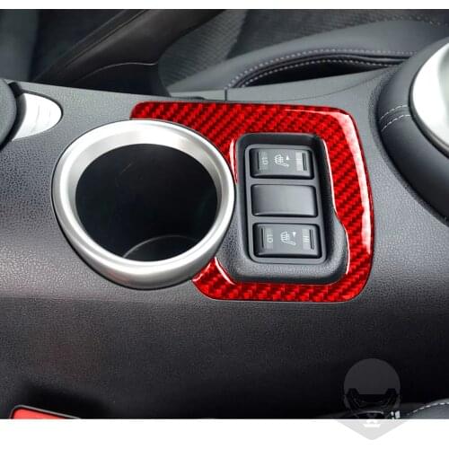 1PC Red Genuine Carbon Fiber Car Center Heat Button Frame Cover Trim Car Styling For Nissan Z34 370Z 2009-2021