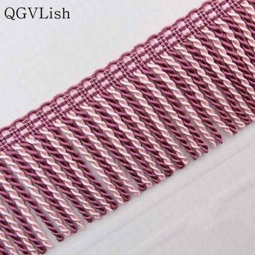 QGVLish 12M/lot 11cm Wide Curtain Lace Trims Twisted Ropes DIY For Curtain Fabrics Tassel Fringe Curtain Accessories Lace Ribbon