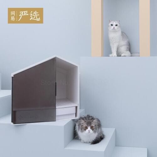 Small House Cat Sandbox Semi-closed Cat Toilet Sandbox Deodorizer Cat Dung Basin pet props
