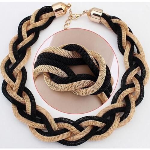 Statement necklace 2018 Fashion Women vintage Punk Metal braid Twist Chain Necklaces & Pendant bracelets Jewelry Sets & More
