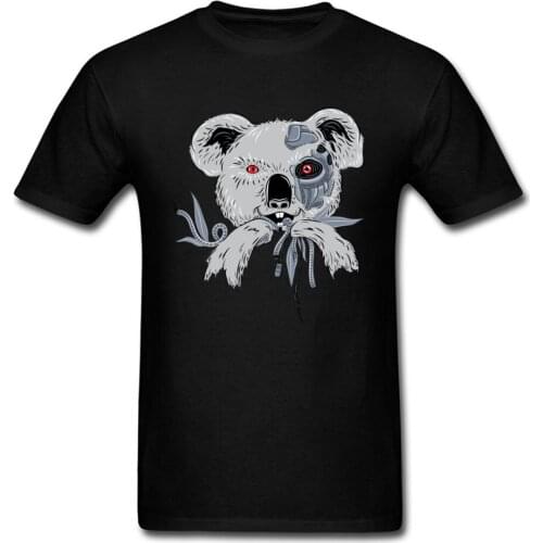Koala Bear Terminator Tee Shirt Punky Funky T-shirt Men Cartoon Tshirt Print Hip Hop Top Cotton Black Clothes Street Fashion