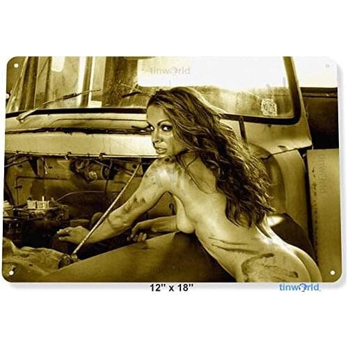 Not Applicable Sign 8x12 Inch Hot and Humid Pin-up Girl Garage Grease Hot Rod Sign Decor Tinworld B505 Designable