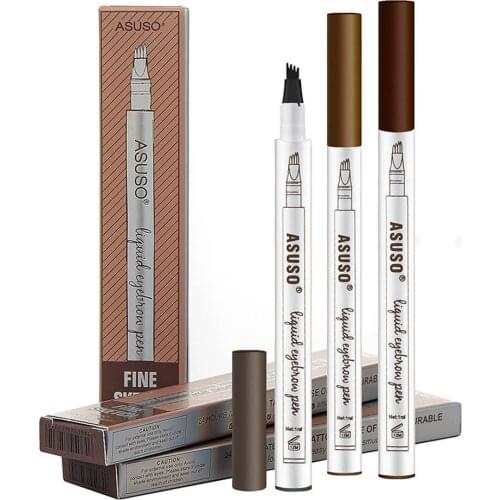 New 4 Head Eye Brow Tattoo Dye Tint Pen Liquid Eyebrow Women Brown Long Lasting Liner Eyebrow Waterproof Sketch Makeup Penc A5R5