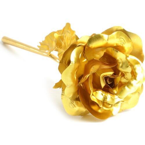 New Hot Rushed Gold-color Foil Plastic Rose Flower Valentines Day Gift Showcase Counter Bijoux Displays Women Wedding