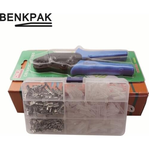 Crimping Tool Kit Crimper Plier with 2.8mm 4.8mm 6.3mm 300pcs Terminal Kit box