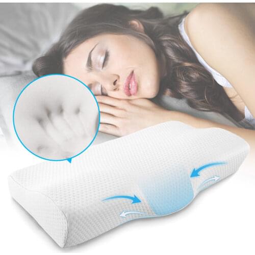Orthopedic Memory Foam Pillow Slow Rebound Soft Memory Slepping Pillows Butterfly Shaped Relax The Cervical For Adult