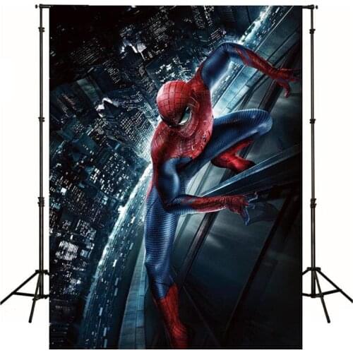 Customize Cartoon Spider City Hero Photography Background Live Backdrop Children Birthday Party Decoration Tapestry Photo Studio