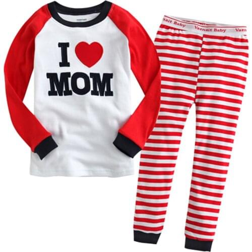 Autumn Children Pajamas I LOVE MOM Pyjamas Set Kids Pijama Infantil Boys Nightwear Cotton Girls Long Sleeve Sleepwear Suit