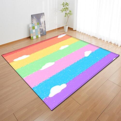 Clouds rainbow carpet kids room play rugs living room bedroom soft colorful pink cartoon baby rugs parlor mat home Decorative