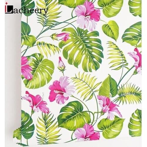 Country Style Flowers Wallpaper Self Adhesive Cabinet Wall Sticker Waterproof Living Room Wall Decoration Floral Contact Paper