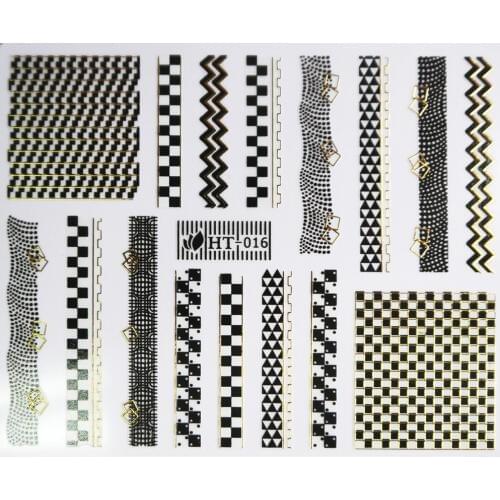 1X SELF ADHESIVE BLACK WHITE GOLD SILVER METAL NAIL ART STICKER DECAL SLIDER LACE CHESS BOARD CHAIN GUITAR PIANO HT16-18