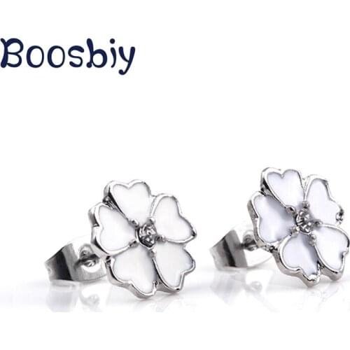 New Fashion Cute Little White Flowers Stud Earrings For Women Brand Simple Earring Wedding Jewelry Gift Brincos