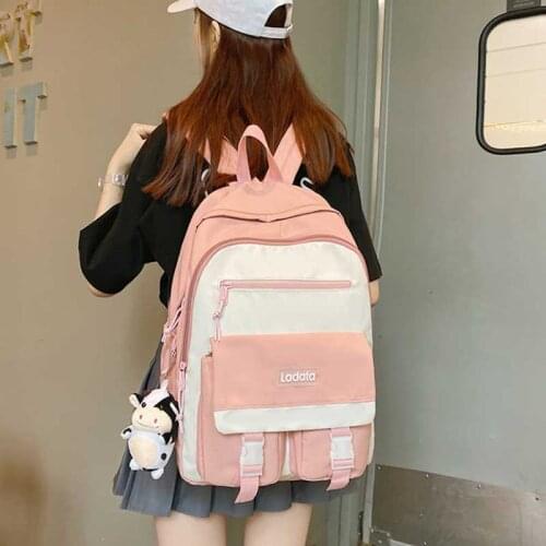 School Backpack Womens New Students Korean Backpacks For Girls Tote Female Bags Design Large Cute Capacity Panelled Schoolbag