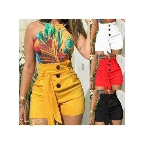 Summer Shorts Women 2021 Buttons High Waist Drawstring Shorts Casual Wide Leg Short Pants Large Plus Size 5XL Loose Short Femme
