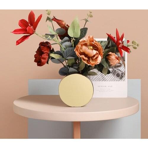 Nordic Gold Plated Flower Vase Modern Simple Desktop Ornaments Home Living Room Cabinet Decoration
