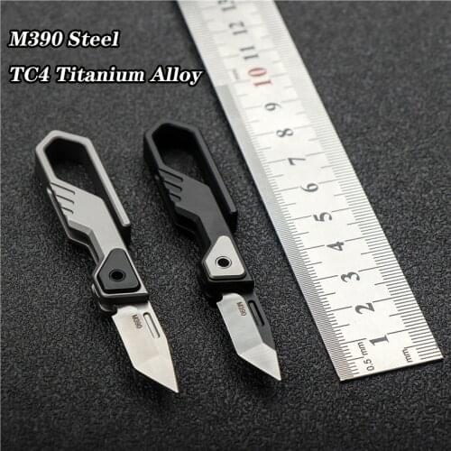 M390 folding knife TC4 titanium alloy Keychain portable sharp pocket fruit knife hunting knife EDC self defense tool