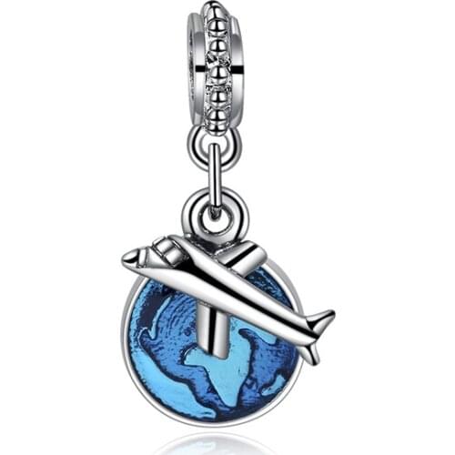 Souvenir gift aircraft pendant charms fit original pandora bracelet diy bead jewelry making bangle for women gift