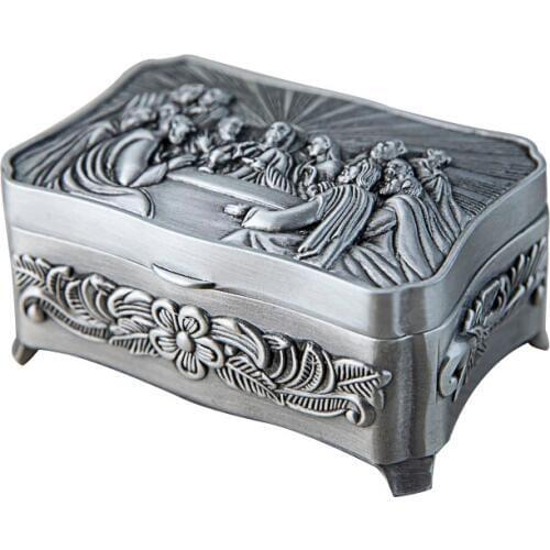 The Last Supper of The Catholic Holy Goods Collection Box Catholicism Storage Box Tin Caddy Prayer Beads Holy Cards Jesus Church